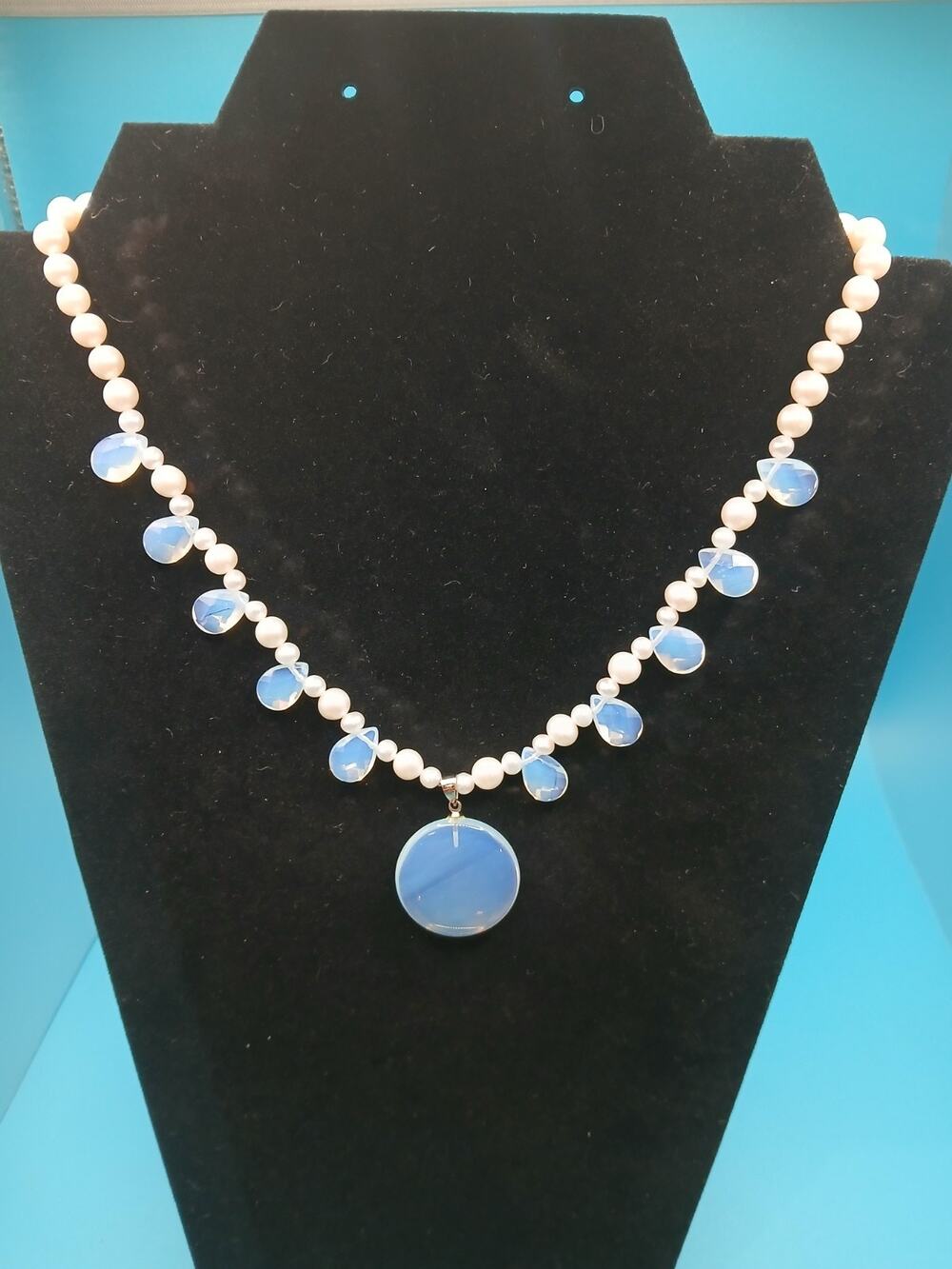 Pearl & Opalite 16" Necklace Lobster Clasp
